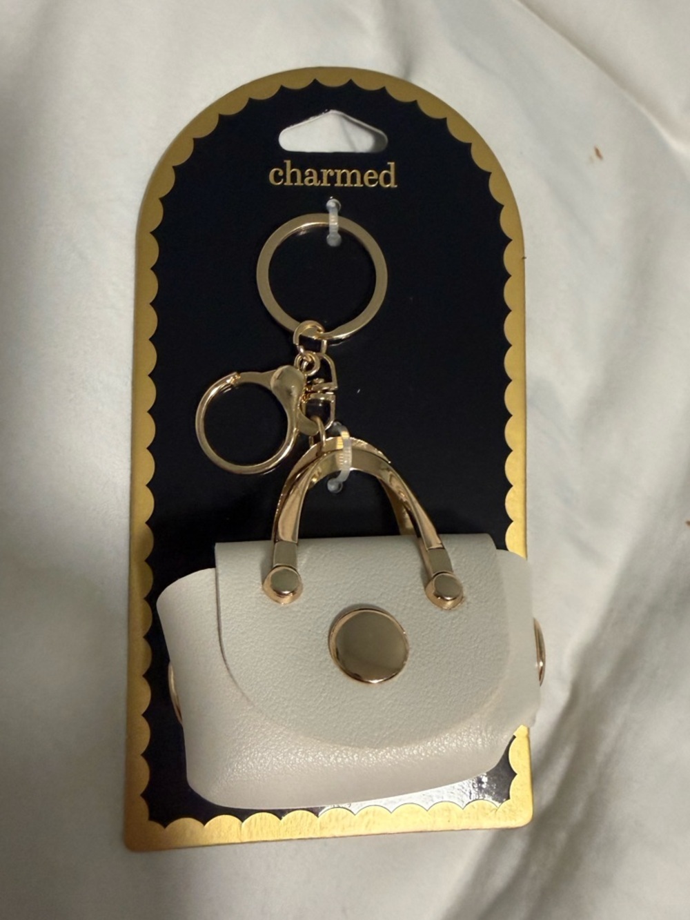 Keychain/Bag Charm cream Mini purse pouch. Functional snap closure! NWT